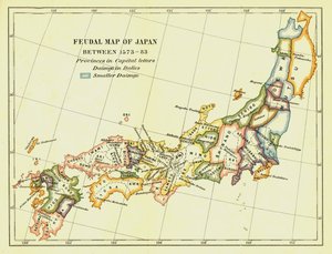 Føydalkart over Japan mellom 1573 -83, 1903. av Unbekannt