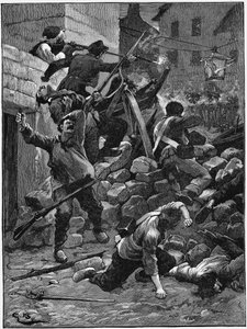 Kamp ved barrikadene, julimonarkiet, Frankrike, 1848 c1885 av Unbekannt