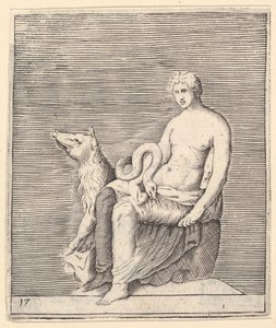 Figur med gris og slange, publisert ca. 1599-1622. av Unbekannt