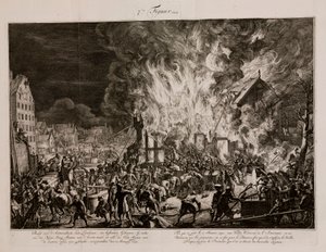 Brann ved det gamle tauverket, Amsterdam, Holland av Unbekannt