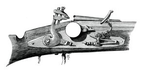 Firelock eller snapphance fra Haddon Hall, Derbyshire, c1620, c1880 av Unbekannt