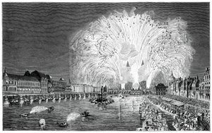 Fyrverkeri på broen, Paris, 1754, 1885 av Unbekannt