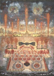 Fyrverkeri og belysning 16. juni 1744 i Moskva, midten av det 18. århundre. av Unbekannt