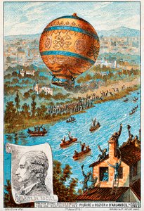 Første flyreise til Pilâtre de Rozier og dArlandes, Paris, Frankrike, 1783 1890-årene. av Unbekannt