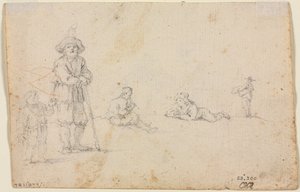 Fem figurstudier, 1600-tallet. av Unbekannt