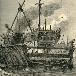 Flytebrygge, Deptford 1820, c1878. av Unbekannt
