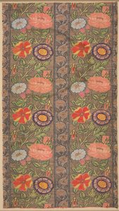 Floral stripete silke på gylden grunn, 1600-1650. av Unbekannt
