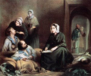 Florence Nightingale , britisk sykepleier og sykehusreformator, ved Scutari Hospital, Tyrkia, 1855 av Unbekannt
