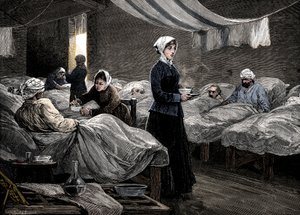 Florence Nightingale på brakkesykehuset i Scutari, c1880 av Unbekannt