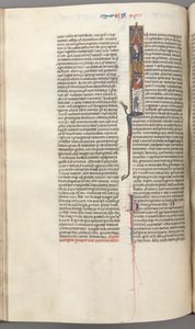 Fol. 174v, Ezra, historisk initial I, Kyros ledet byggingen av tempelet, ca. 1275-1300. av Unbekannt