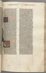 Fol. 190r, Tobit, historisk initial T, Tobit sover på en seng, ca. 1275-1300. av Unbekannt