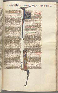 Fol. 199r, Esther, historisk initial, to sittende mannsfigurer, ca. 1275-1300. av Unbekannt