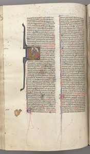 Fol. 220v, Salme 38, historikk initial D, David på kne og gestikulerer til Guds byste ovenfor, ca. 1 av Unbekannt