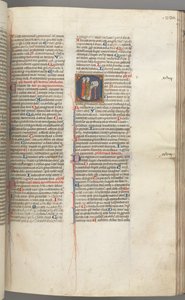 Fol. 230r, Salme 97, historisk initial C, to geistlige som synger ved en talerstol. , c. 1275-1300. av Unbekannt
