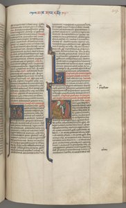 Fol. 317r, Baruch, historisk initial H, Baruch sittende ved et skrivebord og skrev på en rulle, ca. 1275-1300. av Unbekannt