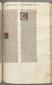 Fol. 320r, Ezechiel, historikert initial E, en sovende Ezechiel med sin visjon av de fire beistene. av Unbekannt