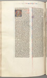 Fol. 368v, Malachi, historisk initial O, Malachi sittende med en rulle, ca. 1275-1300. av Unbekannt