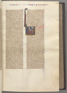 Fol. 36r, 3. Mosebok, historikk initial V, Moses ofrer et offerlam på et alter, ca. 1275-1 av Unbekannt