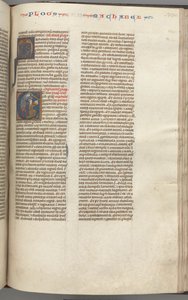 Fol. 370r, Maccabees I, historikk initial E, Mathathias dreper den avgudsdyrkende jøden, ca. 1275-1300. av Unbekannt