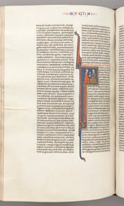 Fol. 382v, Maccabees II, historisk initial F, en gyllen kalk presentert for en jøde, ca. 1275-1300. av Unbekannt