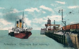 Folkestone Boulogne Båt forlater, c1905 av Unbekannt