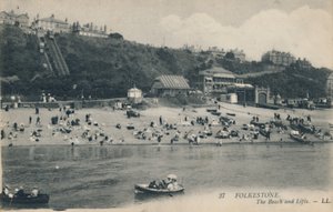 Folkestone. The Beach and Lifts, slutten av 1800-begynnelsen av 1900-tallet av Unbekannt