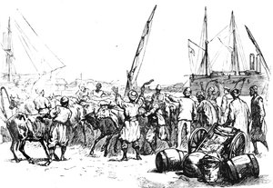 Mat til troppene: Landing av storfe i Port Said, c1882 av Unbekannt