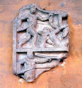 Fragment av et romersk relieff som viser gladiatorer som kjemper av Unbekannt