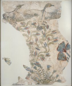 Fragment av malt gipsfortau som viser villgjess på flukt, XVIII. dynasti av Unbekannt