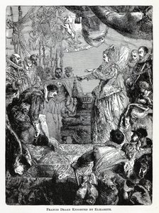 Francis Drake riddet av Elizabeth, 1882 av Unbekannt