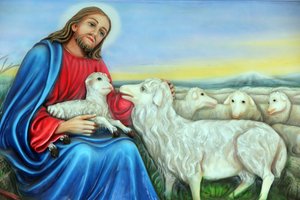 Fransiskanske misjonærer fra Mary-kirken. Jesus, den gode hyrde. Maleri. Ho Chi Minh-byen. Vietnam av Unbekannt