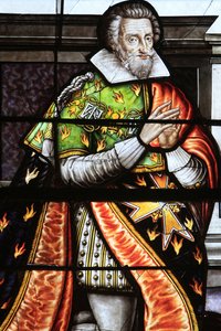 Francois de la Grange. Glassmaleri-detalj av Jomfruens himmelfart, Bourges, Frankrike av Unbekannt