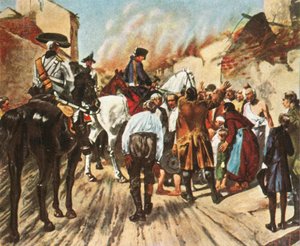 Fredrik den store i ruinene av Küstrin før slaget ved Zorndorf, 25. august 1758, 1936. av Unbekannt