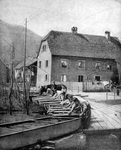 Franske soldater som vasker tøyet, første verdenskrig, 1915 av Unbekannt