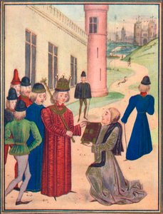 Froissart presenterer sin bok med kjærlighetsdikt til Richard II i 1395, 1905 av Unbekannt