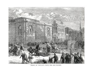 Forsiden av Newgate fra Old Bailey, 1878 av Unbekannt