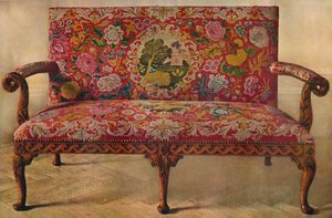 Frukttre-sofa med broderi, tidlig på 1700-tallet, 1929 av Unbekannt