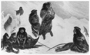 Fuegians skal handle med patagonierne, 1839 av Unbekannt
