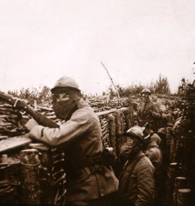 Gassvarsling i skyttergraver, Champagne, Nord-Frankrike, 1916 av Unbekannt