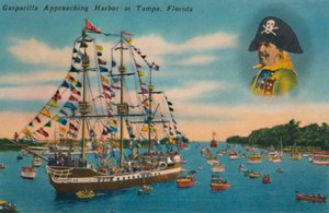 Gasparilla Apporoaching Harbor i Tampa, Florida, ca. 1940-tallet av Unbekannt