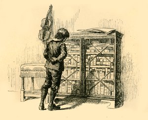 Ser på dekslene gjennom gitterdørene til skapet, 1907. av Unbekannt