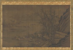 Gjess ved Dawn on a Misty River, 1400-tallet. av Unbekannt