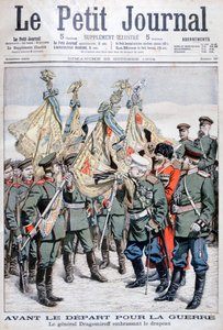 General Dragomirov kysser flagget før troppene drar til den russisk-japanske krigen, 1904 av Unbekannt