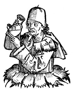 Gentile da Foligno , italiensk lege fra 1300-tallet, undersøkte en urinprøve, 1493 av Unbekannt