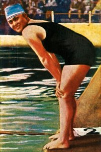 Den tyske svømmeren Hilde Schrader, 1928. av Unbekannt