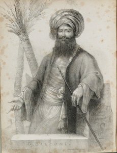 Giovanni Battista Belzoni 1778-1823 Frontispice fra Narrative of the Operations and Recent Disco av Unbekannt