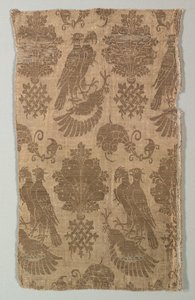 Gullmønstret silke med falker og heraldik, 1360-1400. av Unbekannt