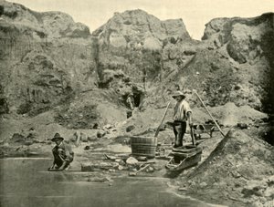 Gold Diggers at Work nær Beechworth, Victoria, 1901. av Unbekannt