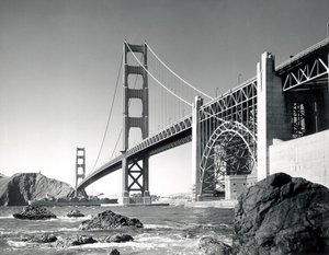 Golden Gate Bridge 1950, California (s/hvitt-bilde) av Unbekannt