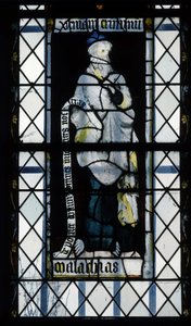 gotisk arkitektur. Farget glass som representerer profeten Malaki. Kapellet i La Mailleraye, Abbatiale Notre Dame, Jumieges av Unbekannt